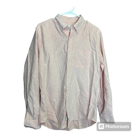 American Eagle Long Sleeve Button Down Shirt Size Medium Pink 100% Cotton - Picture 1 of 9